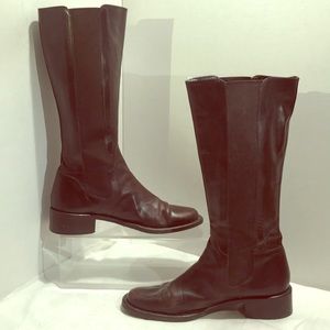 Sesto Meucci knee high brn leather boots 1.5” heel